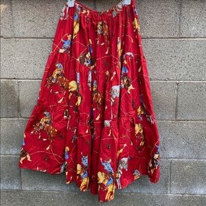 CUSTOM SKIRT Vtg Swing Red Long Broom Skirt OS